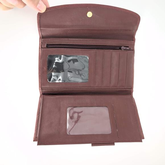 Vintage Buxton Burgundy Brown Cashmere Cowhide Leather Wallet & Coin Purse - GUC - Picture 3 of 10